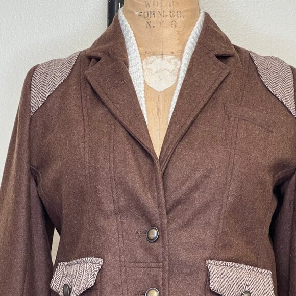 NWT Wool Blend Tweed Elbow Patch Knit Collar Jacket - Picture 3 of 6